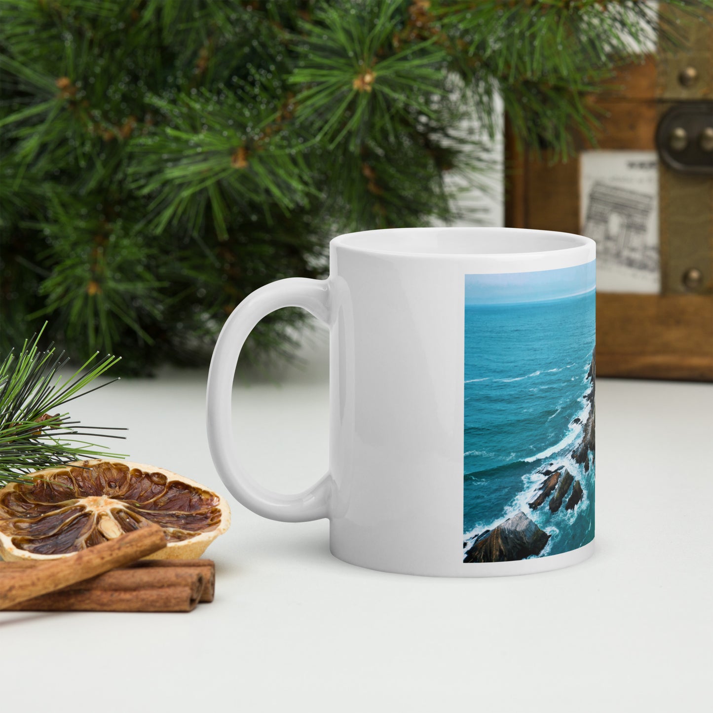 San Pedro Point Rocks White glossy mug