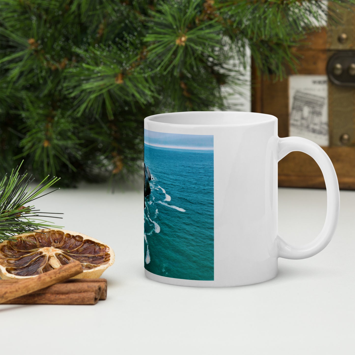 San Pedro Point Rocks White glossy mug