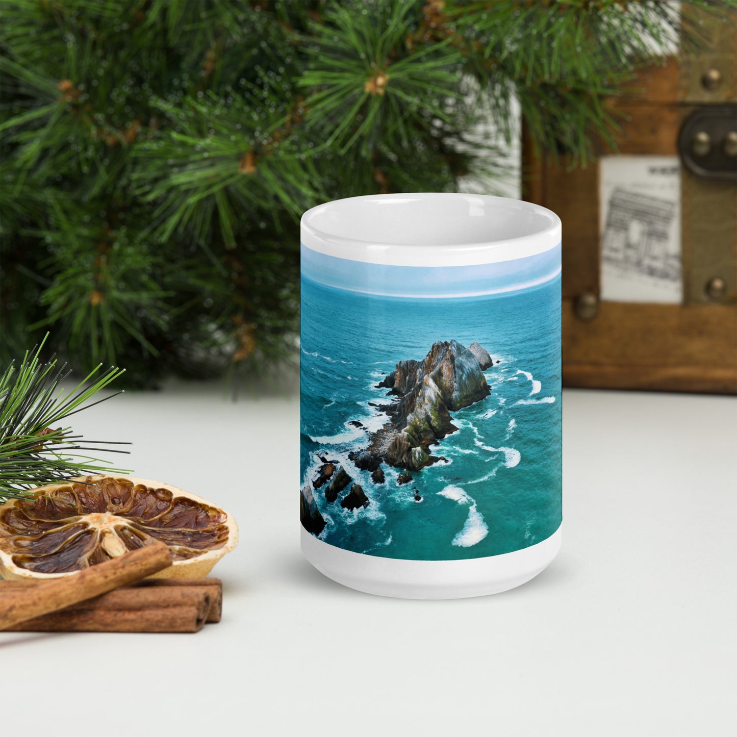 San Pedro Point Rocks White glossy mug