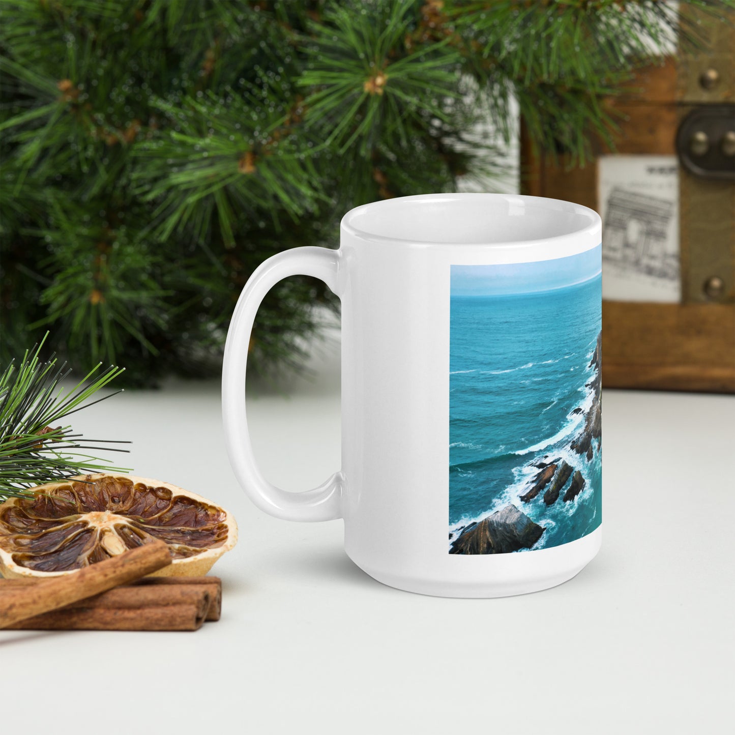 San Pedro Point Rocks White glossy mug