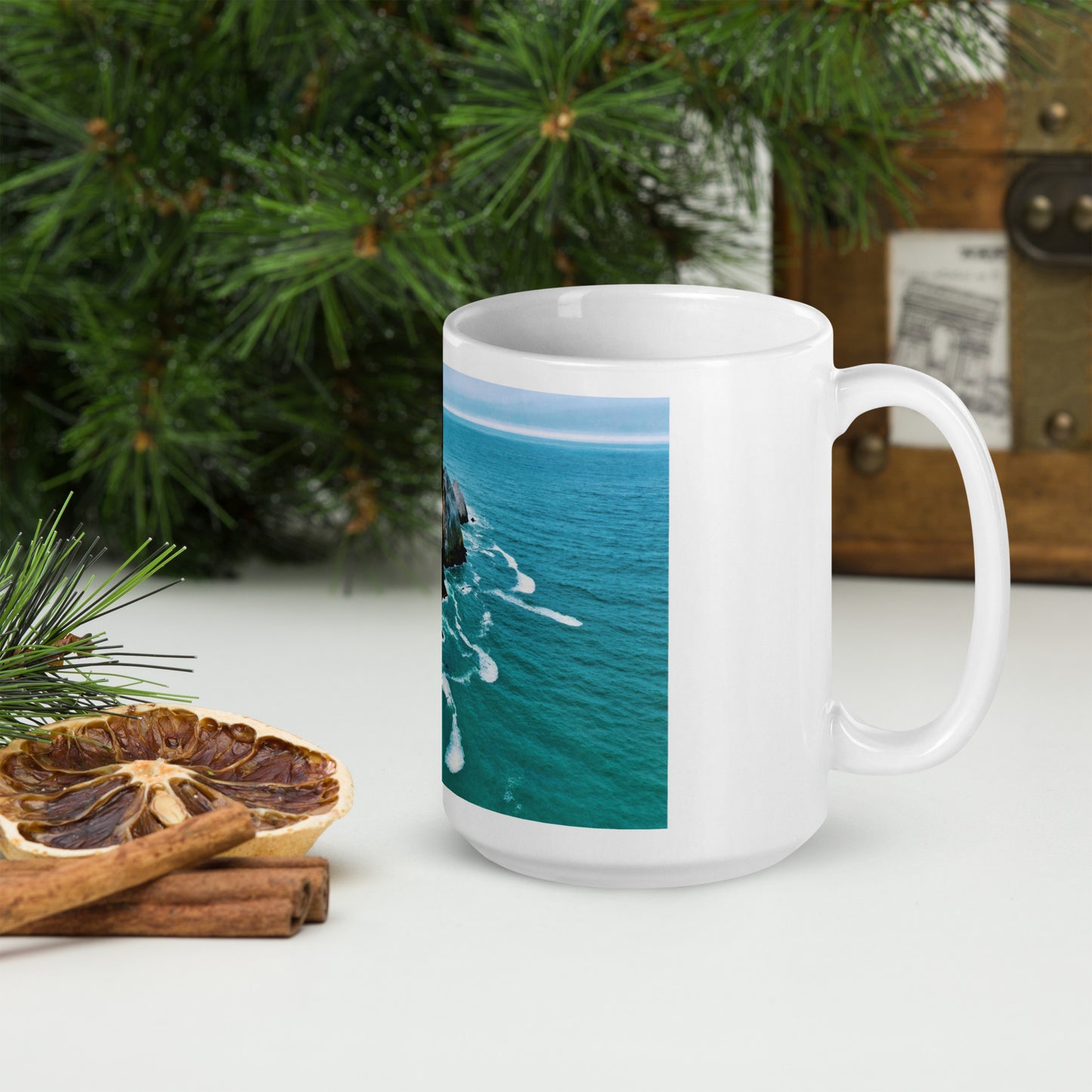 San Pedro Point Rocks White glossy mug