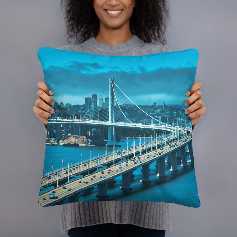 Bay Bridge Blue Pillow