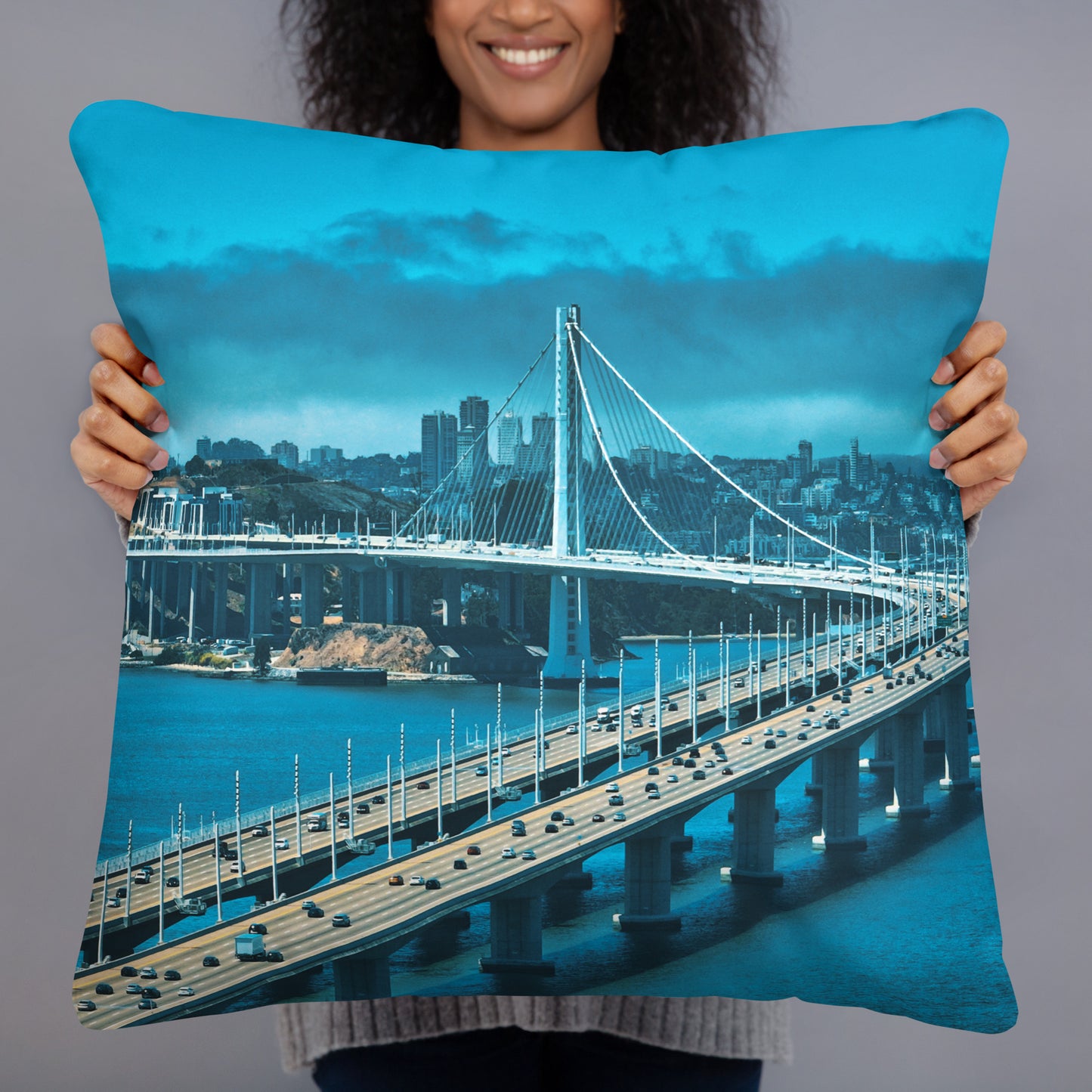 Bay Bridge Blue Pillow