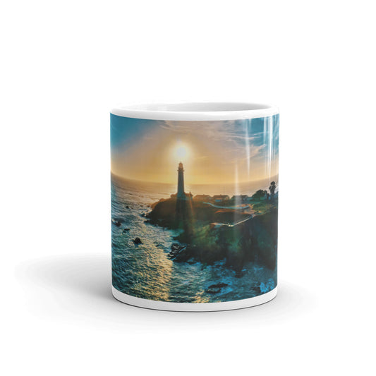 Pigeon Point Lighthouse White glossy mug