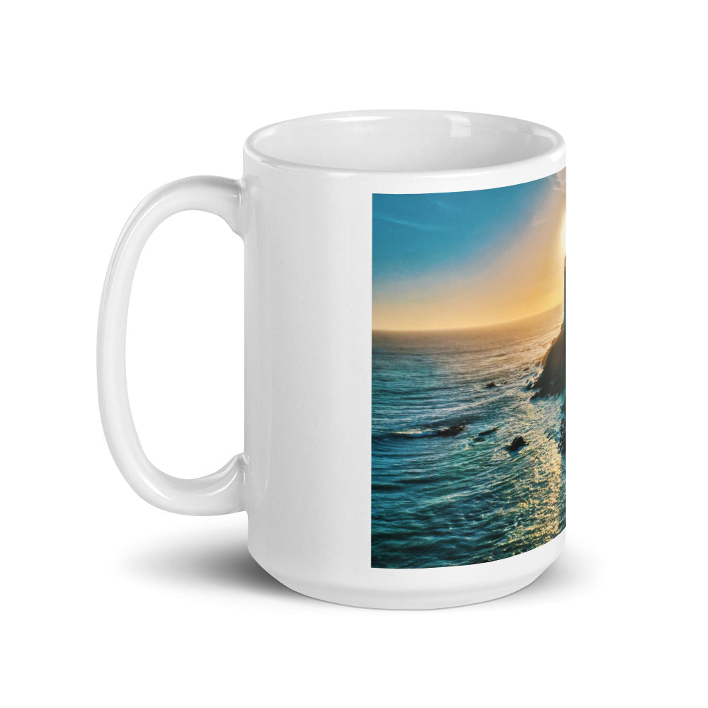 Pigeon Point Lighthouse White glossy mug